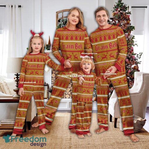 Grain Belt Beer Logo Pattern Ugly Christmas Pajamas Set Men Women Children - Grain Belt Beer Logo Pattern Ugly Christmas Pajamas Set Men Women Children