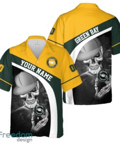 Green Bay Hawaiian Shirt And Beach Shorts personalized name and number Skull Printed Halloween Gift Product Photo 2