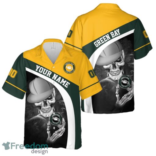 Green Bay Hawaiian Shirt And Beach Shorts personalized name and number Skull Printed Halloween Gift Product Photo 2