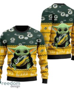 Green Bay Packers Baby Yoda All Over Print  Sweater