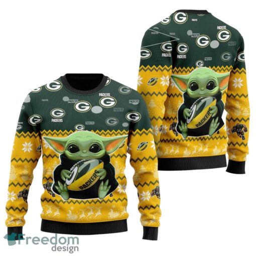 Green Bay Packers Baby Yoda All Over Print Sweater Product Photo 1