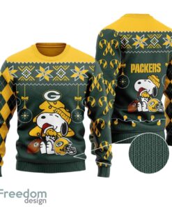 Green Bay Packers Funny Charlie Brown Peanuts Snoopy All Over Print  Sweater