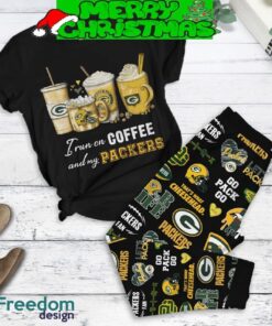 Green Bay Packers Run On Coffee Black Design Fleece Pajamas Set Gift Family
