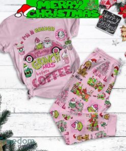 Grinch Merry Grinchmas Coffee Time Christmas Fleece Pajamas Set Men Women For Fans