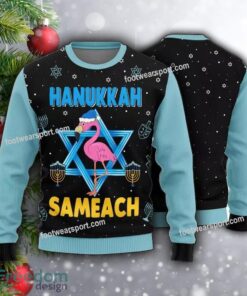 Hanukkah Sameach Flamingo black Ugly Xmas 3D Sweater Hanukkah Sameach Flamingo black Ugly Xmas 3D Sweater