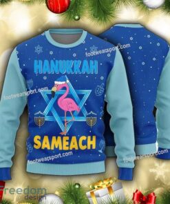 Hanukkah Sameach Flamingo royal Knitted Christmas Sweater