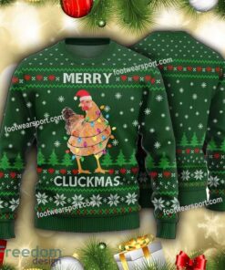 Hilarious Merry Cluckmas Chicken Cute Unisex green Knitted Xmas Sweater AOP Hilarious Merry Cluckmas Chicken Cute Unisex green Knitted Xmas Sweater AOP