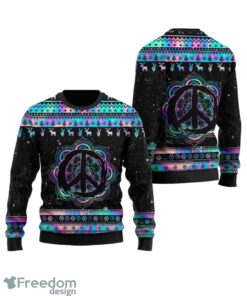 Hippie Holographic Mandala Peace Sign For Hippie Lovers All Over Print Christmas Sweater