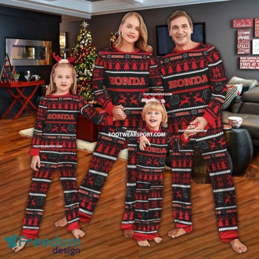 Honda Car Racing Ugly Christmas Pajamas Set Family - Honda Car Racing Ugly Christmas Pajamas Set Family