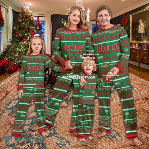 Hormel Foods Logo Pattern Ugly Christmas Pajamas Set Gift For Family - Hormel Foods Logo Pattern Ugly Christmas Pajamas Set Gift For Family