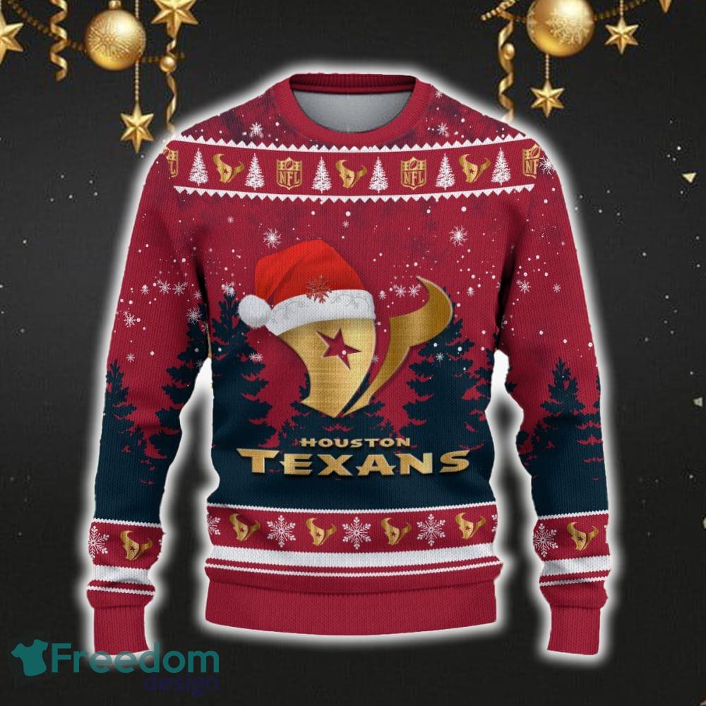 Houston Texans Car For Fans 3D Sweater Ugly Christmas Santa Hat Tree Gift For Men Women image Houston Texans Car For Fans 3D Sweater Ugly Christmas Santa Hat Tree Gift For Men Women - Houston Texans Ugly Christmas Sweater_2