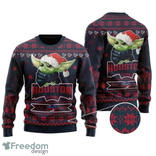 Houston Texans Cute Baby Yoda Grogu All Over Print Sweater Product Photo 1