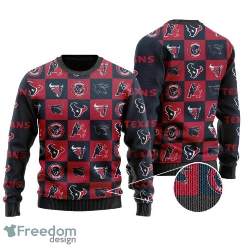 Houston Texans Logo Checkered Flannel Design All Over Print Sweater Product Photo 1