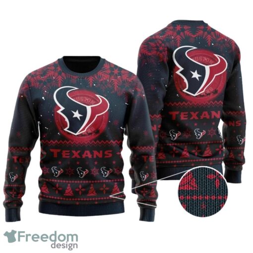 Houston Texans Santa Claus In The Moon All Over Print Sweater Product Photo 1