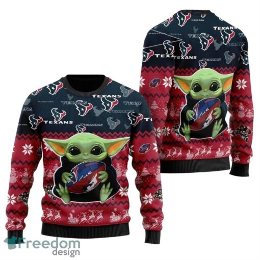 Houston Texans Sweater Shirt Baby Yoda Christmas All Over Print Sweater Product Photo 1