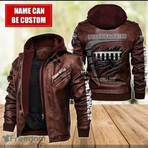 Hummer 2D Leather Jacket For Men Custom Name Special Gift Ideas Product Photo 2