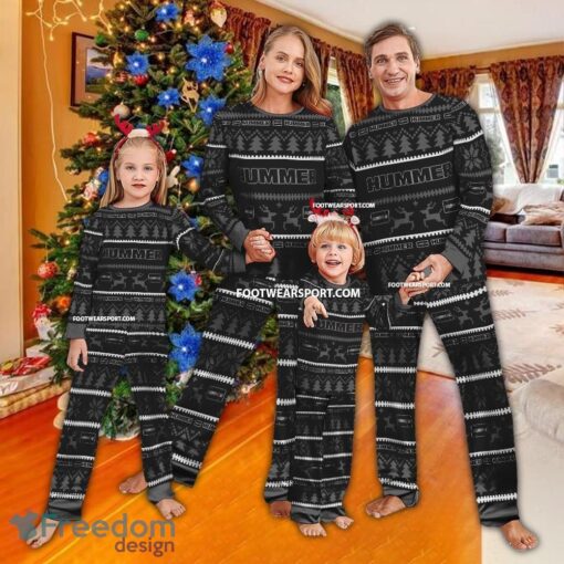 Hummer Car Racing Logo Pattern Ugly Christmas Pajamas Set Men Women Children - Hummer Car Racing Logo Pattern Ugly Christmas Pajamas Set Men Women Children