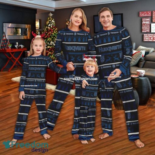 Husqvarna Motorcycle Logo Pattern Ugly Christmas Pajamas Set Family - Husqvarna Motorcycle Logo Pattern Ugly Christmas Pajamas Set Family