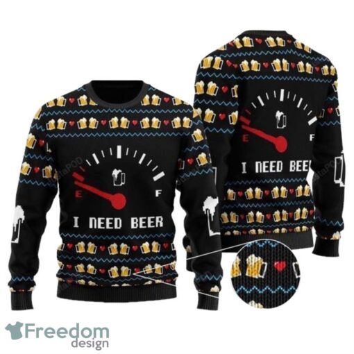 I Need Beer All Over Print Christmas Sweater Product Photo 1