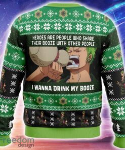I Wanna Drink My Booze Zoro One Piece Knitted Christmas Sweater Trending Holidays For Men Women Fans - I Wanna Drink My Booze Zoro One Piece Ugly Christmas Sweater_2