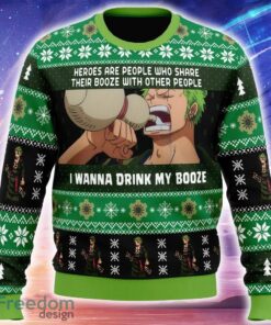 I Wanna Drink My Booze Zoro One Piece Knitted Christmas Sweater Trending Holidays For Men Women Fans