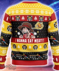 I Want To Eat Meat Luffy One Piece Knitted Christmas Sweater Trending Holidays For Men Women Fans - I Want To Eat Meat Luffy One Piece Ugly Christmas Sweater_2