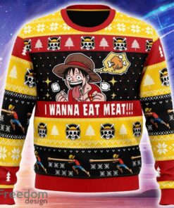 I Want To Eat Meat Luffy One Piece Knitted Christmas Sweater Trending Holidays For Men Women Fans