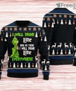 I Will Drink Miller Lite Everywhere Christmas Ugly Sweate for big fans
