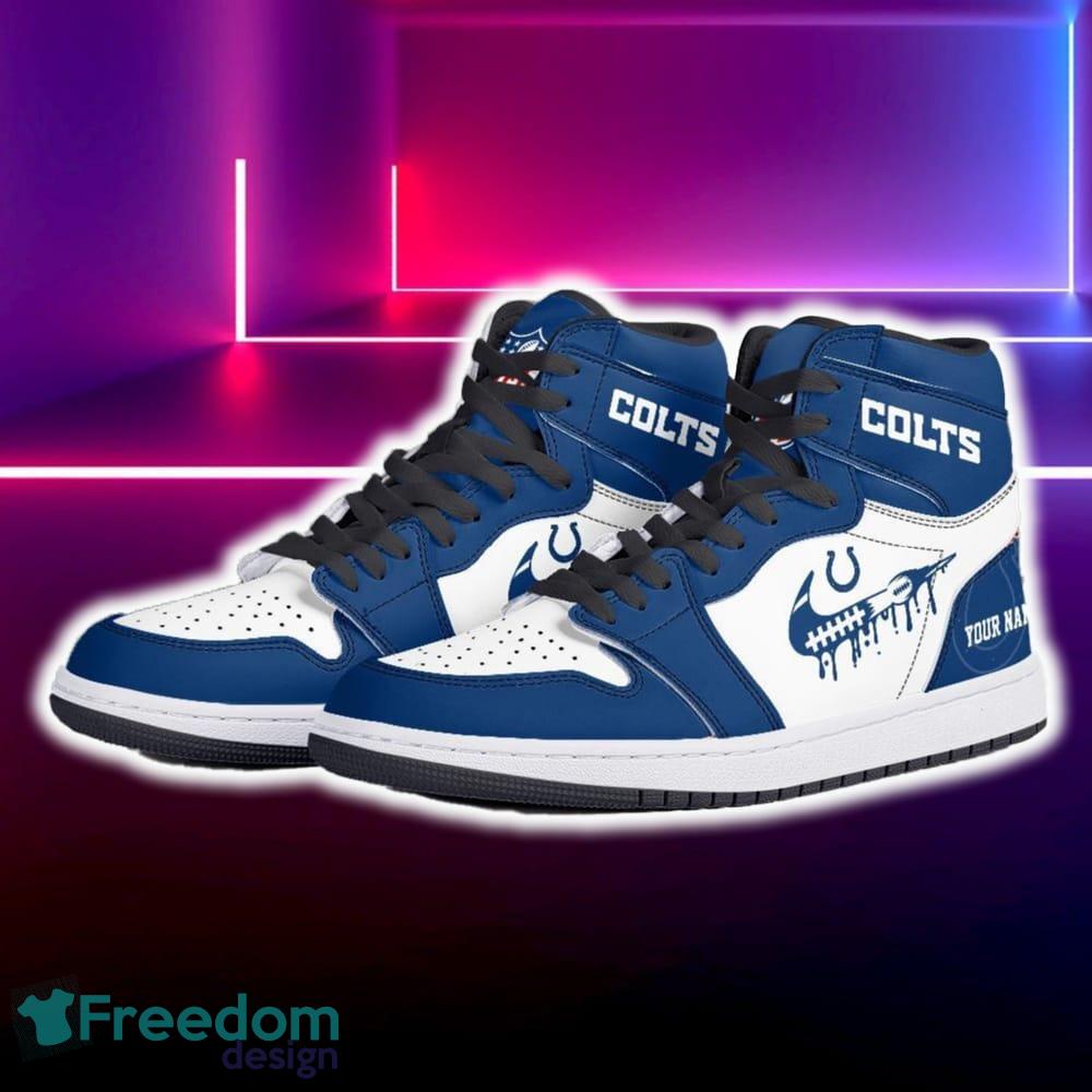 Indianapolis Colts Air Jordan Hightop Shoes New Custom Name For Fans Gift Sneaker image Indianapolis Colts Air Jordan Hightop Shoes New Custom Name For Fans Gift Sneaker - Indianapolis Colts Air Jordan Hightop Shoes Photo 5