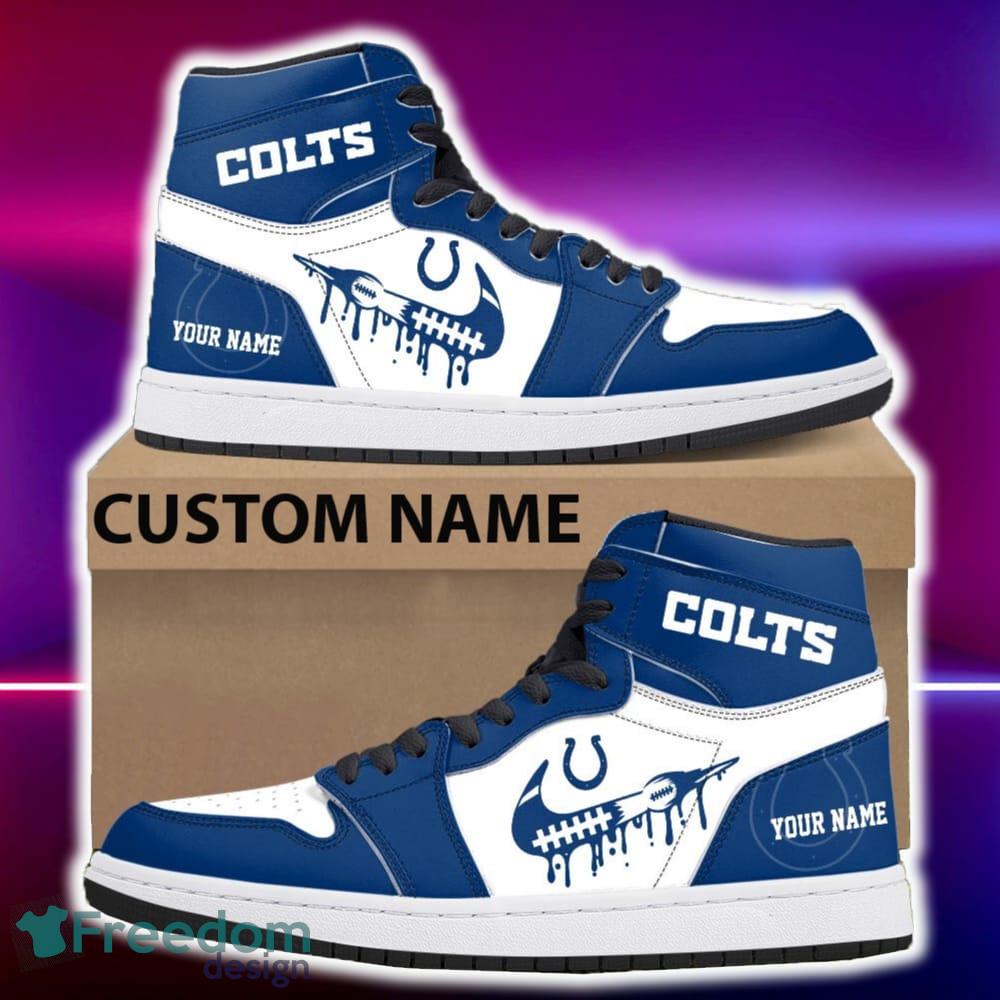 Indianapolis Colts Air Jordan Hightop Shoes New Custom Name For Fans Gift Sneaker image Indianapolis Colts Air Jordan Hightop Shoes New Custom Name For Fans Gift Sneaker - Indianapolis Colts Air Jordan Hightop Shoes Photo 4