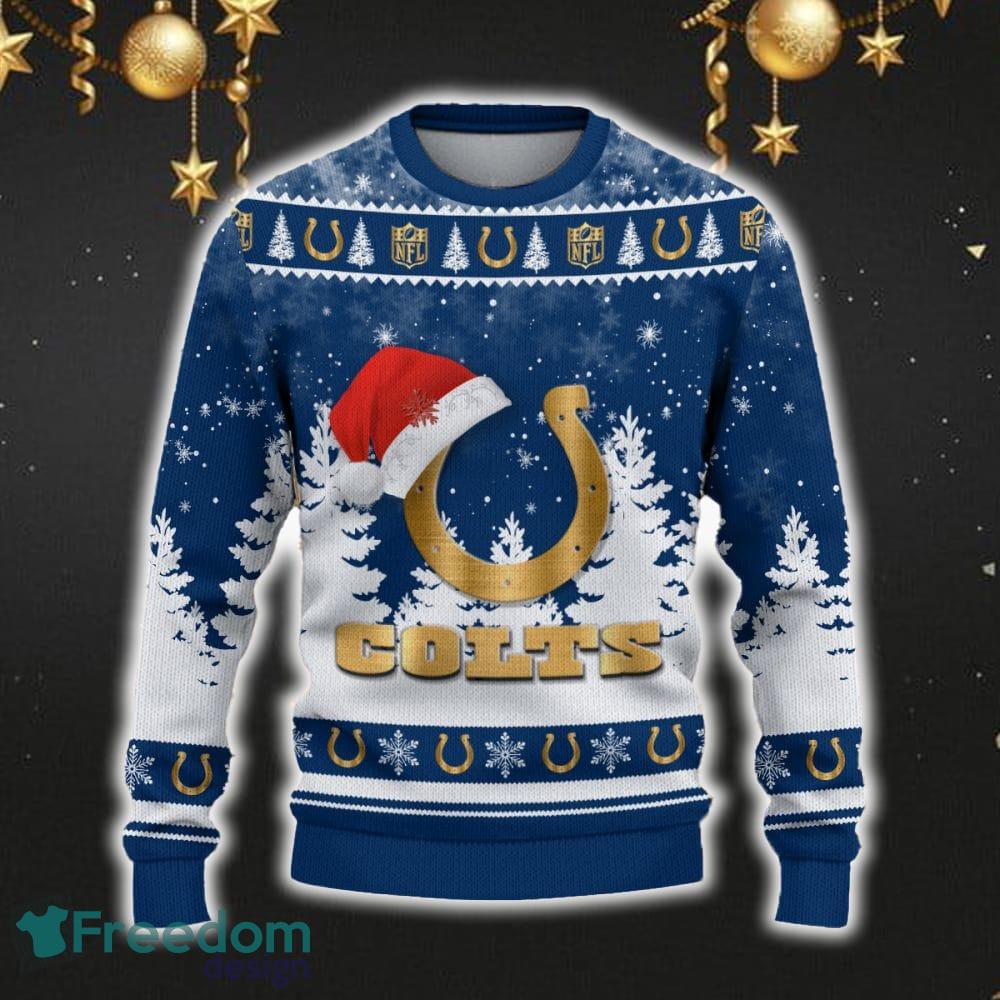 Indianapolis Colts Car For Fans 3D Sweater Ugly Christmas Santa Hat Tree Gift For Men Women image Indianapolis Colts Car For Fans 3D Sweater Ugly Christmas Santa Hat Tree Gift For Men Women - Indianapolis Colts Ugly Christmas Sweater_2