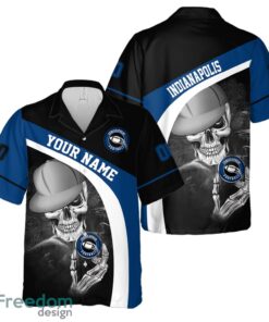 Indianapolis Hawaiian Shirt And Beach Shorts personalized name and number Skull Printed Halloween Gift Product Photo 2