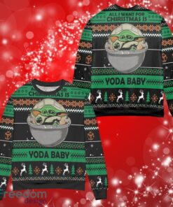 Is Yoda Baby Star Word Gifts Ugly Christmas Sweater Print Full