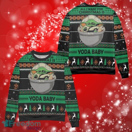 Is Yoda Baby Star Word Gifts Ugly Christmas Sweater Print Full Product Photo 1