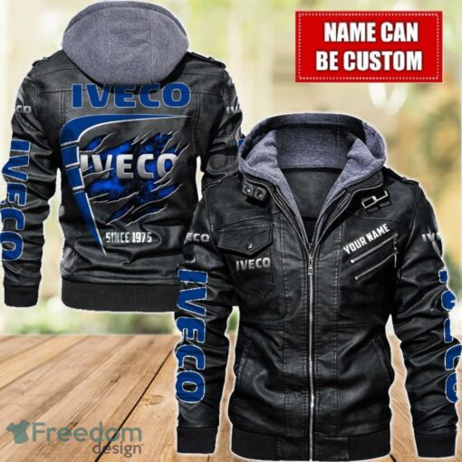 Iveco 2D Leather Jacket For Men Custom Name Special Gift Ideas Product Photo 1