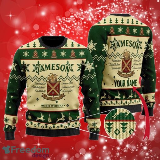 Jameson Irish Whiskey Custom Name Gifts Ugly Christmas Sweater 3D Product Photo 1