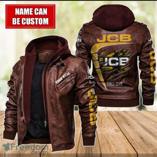 JCB 2D Leather Jacket For Men Custom Name Special Gift Ideas Product Photo 2