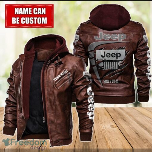 Jeep 2D Leather Jacket For Men Custom Name Special Gift Ideas Product Photo 2