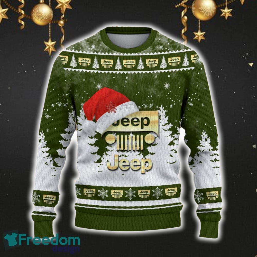 Jeep Car For Fans 3D Sweater Ugly Christmas Santa Hat Tree Gift For Men Women image Jeep Car For Fans 3D Sweater Ugly Christmas Santa Hat Tree Gift For Men Women - Jeep Ugly Christmas Sweater_2
