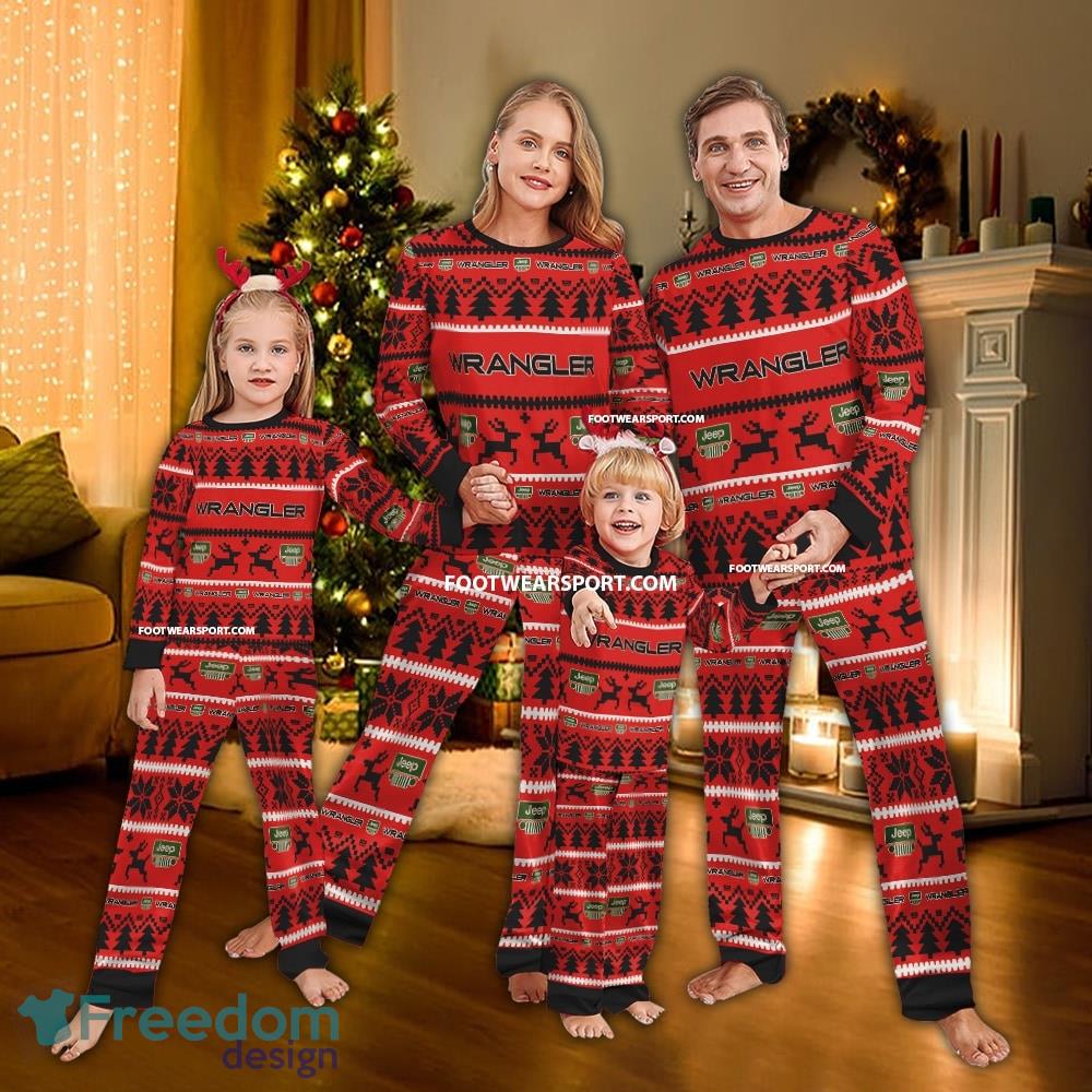 Jeep Wrangler Car Racing Logo Pattern Pajamas Set Ugly Christmas Gift For Family - Jeep Wrangler Car Racing Logo Pattern Pajamas Set Ugly Christmas Gift For Family