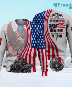 Jesus Christ And The Veteran Military Veteran Ugly Sweater Knitting Gift For Christmas