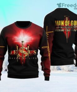 Jesus Man Of God Ugly Christmas Sweater Christmas Gift For Dad, Grandpa, Husband