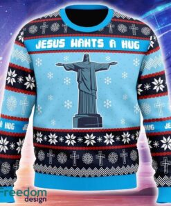 Jesus Wants a Hug Hellsing Knitted Christmas Sweater Trending Holidays For Men Women Fans