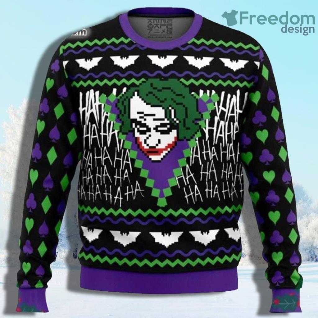 Joker Ha Ha Batman Symbol Ugly Christmas Sweater Gift For Men And Women image Joker Ha Ha Batman Symbol Ugly Christmas Sweater Gift For Men And Women Product Photo 1