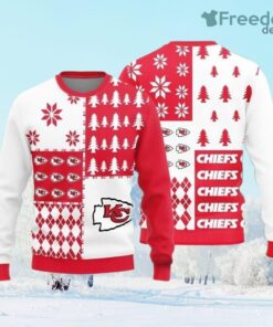 Kansas City Chiefs Christmas Pine Trees Pattern Knitted Ugly Christmas Sweater Gift Christmas