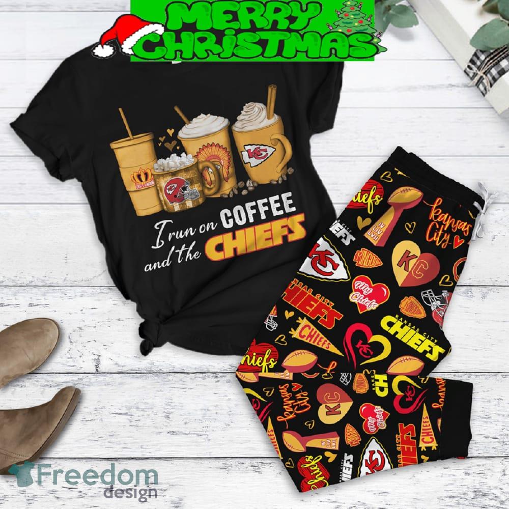 Kansas City Chiefs Run On Coffee Fan Fleece Pajamas Set Black For Christmas image Kansas City Chiefs Run On Coffee Fan Fleece Pajamas Set Black For Christmas - Kansas City Chiefs Run On Coffee Fan Fleece Pajamas Set Black-1