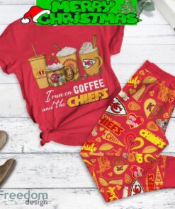 Kansas City Chiefs Run On Coffee Fan Fleece Pajamas Set Red Full Print Christmas For Women