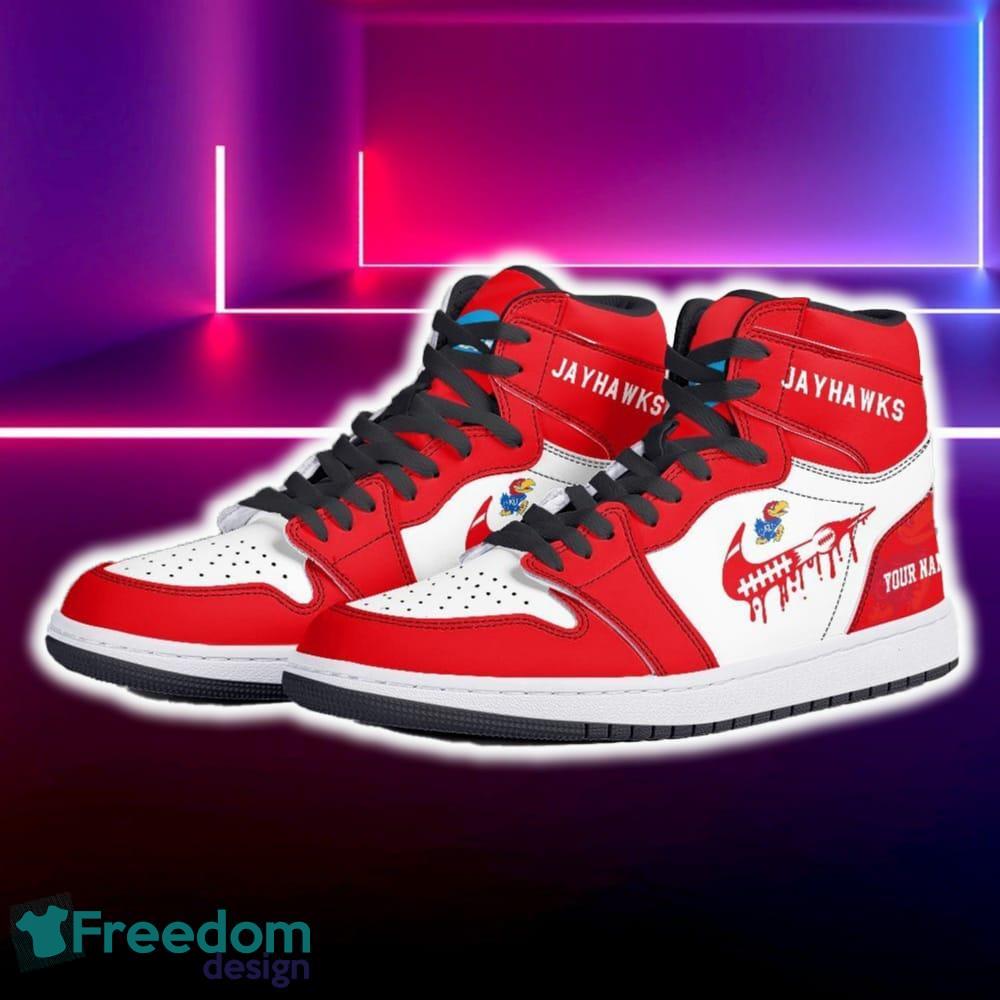 Kansas Jayhawks Air Jordan Hightop Shoes New Custom Name For Fans Gift Sneaker image Kansas Jayhawks Air Jordan Hightop Shoes New Custom Name For Fans Gift Sneaker - Kansas Jayhawks Air Jordan Hightop Shoes Photo 5