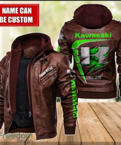 Kawasaki 2D Leather Jacket For Men Custom Name Special Gift Ideas Product Photo 2