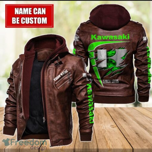 Kawasaki 2D Leather Jacket For Men Custom Name Special Gift Ideas Product Photo 2